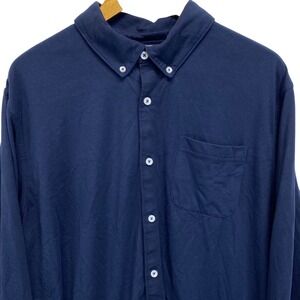 Orvis Mens Long Sleeve Button Down Shirt‎ Pocket Casual Navy Blue Size L Wicking